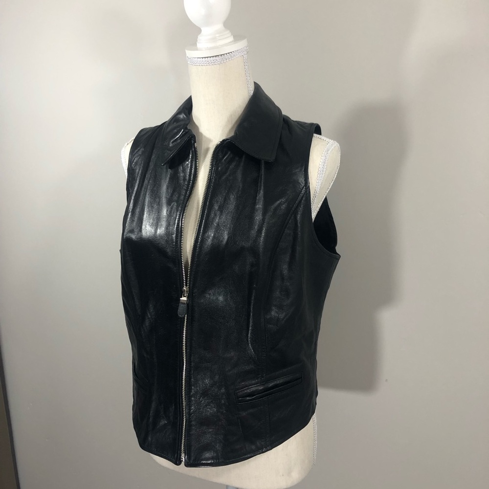 ANN TAYLOR LEATHER MOTO VEST SZ L
